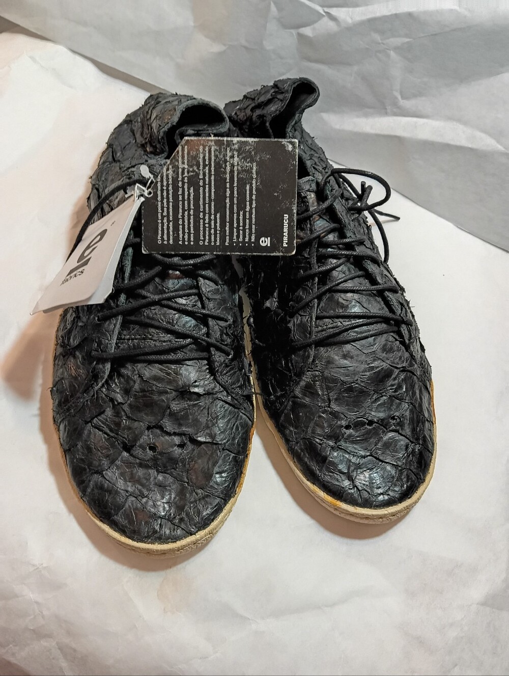 Osklen Mens Authentic Fish Animal Skin Pirarucu Low Top Display Mew shoes